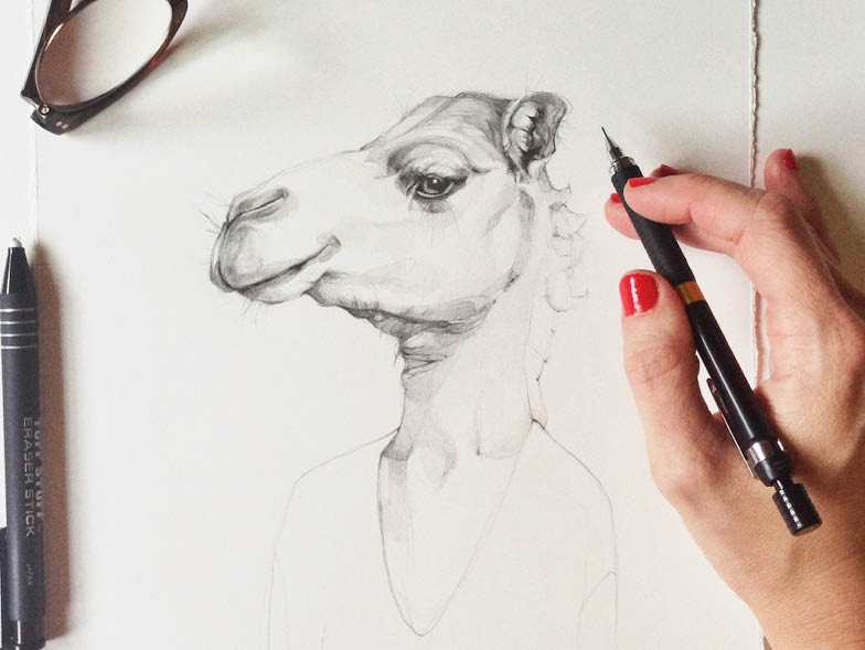 corrie-wessman-camel-drawing