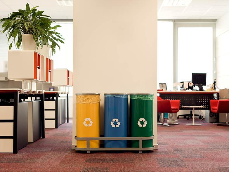 recycle bins in office space