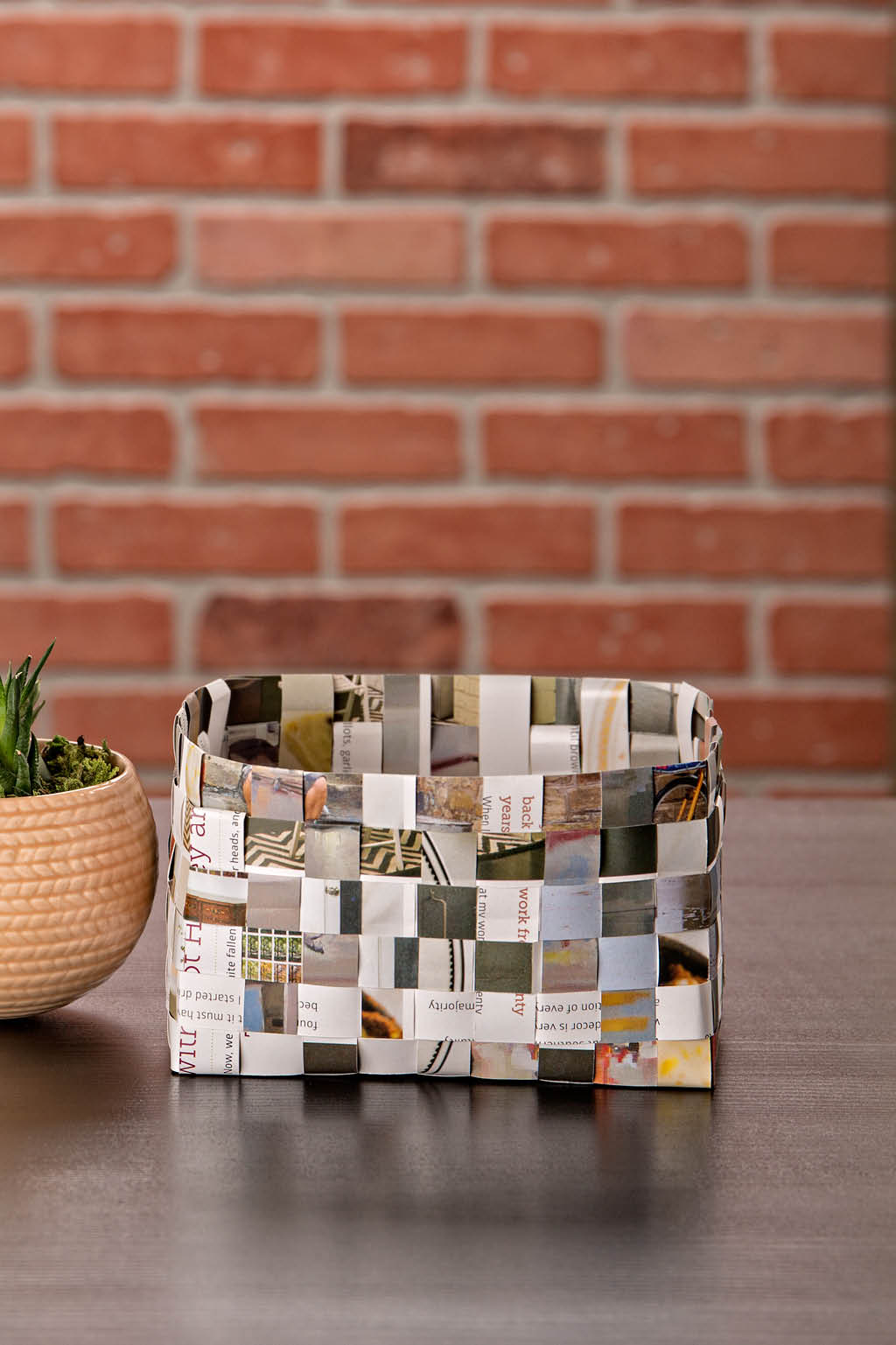 Upcycled paper basket