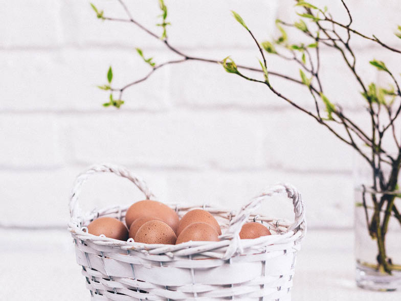 easter basket with eggs