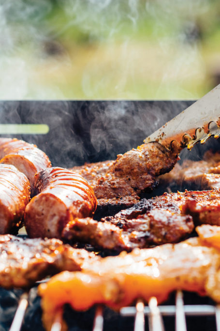 Grill with various meats
