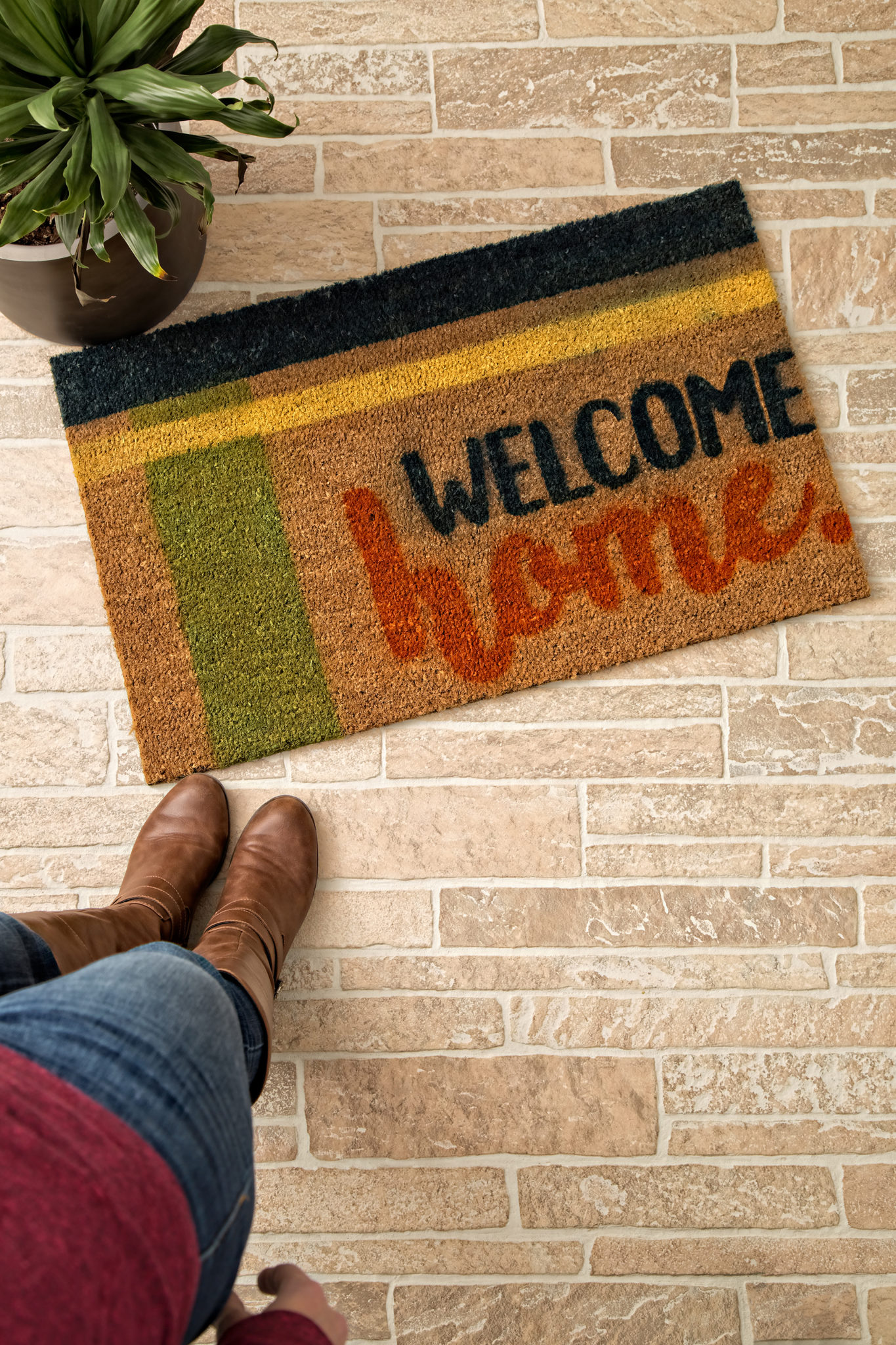 Hand-painted 'Welcome Home' front door mat