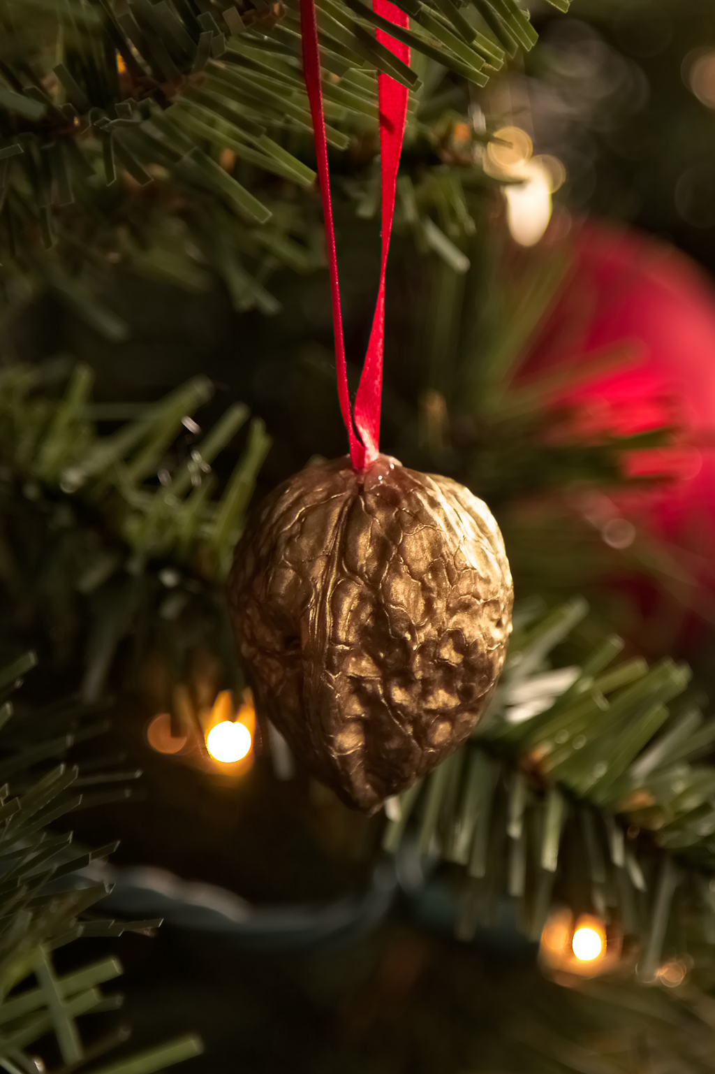 Golden Good-Luck Walnut Ornament