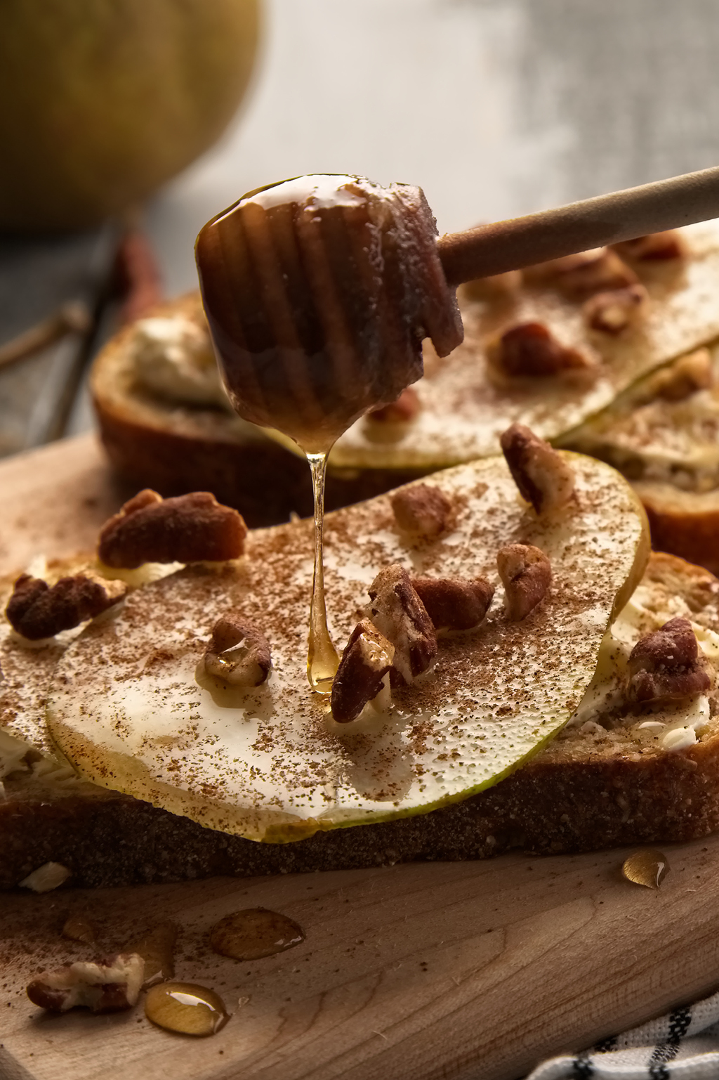 Almond Butter Toast with Pears and Honey