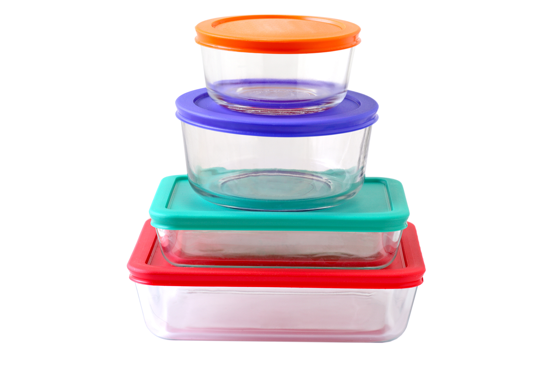 Stack of glass food containers
