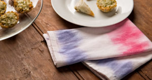 Red white and blue tie-die table napkin