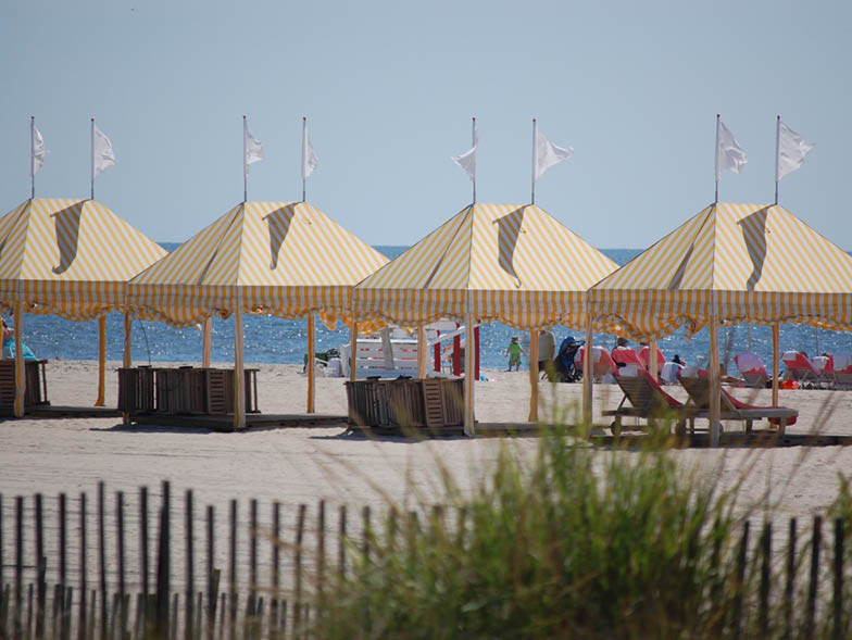 Tents lined up along beach
