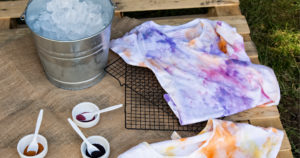 Ice bucket and tie dye shirt