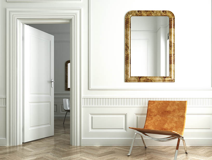 hallway with mirror