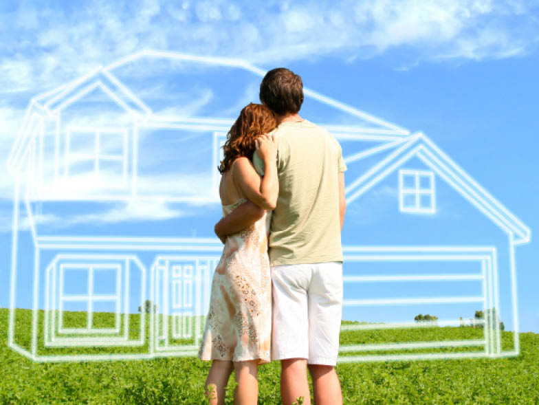 dreamhouse in front of couple