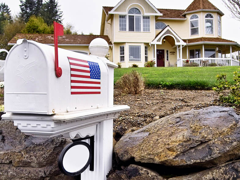 mailbox with american flag
