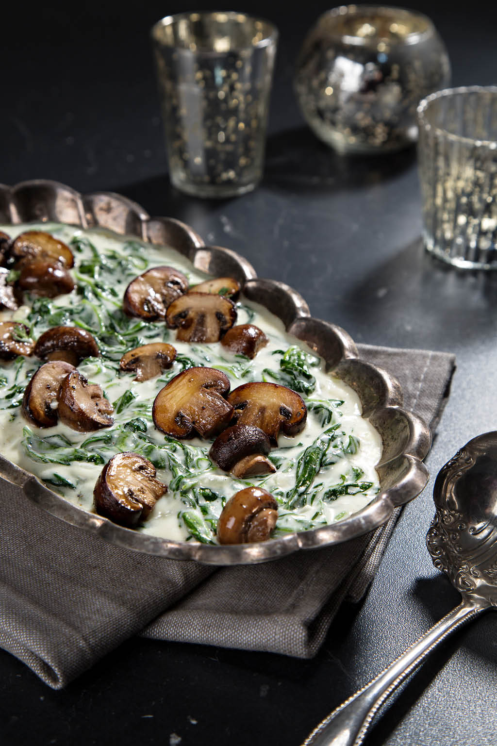 creamed spinach with mushrooms