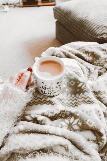 drinking coffee in bed