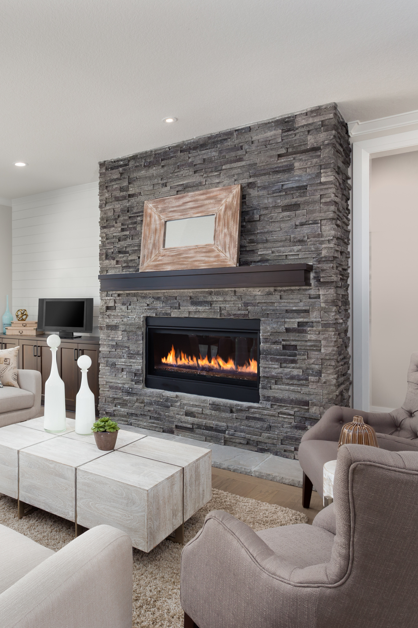 electric stone fireplace
