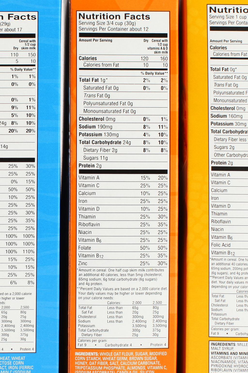 Colorful Cereal Boxes with Nutrition Labels