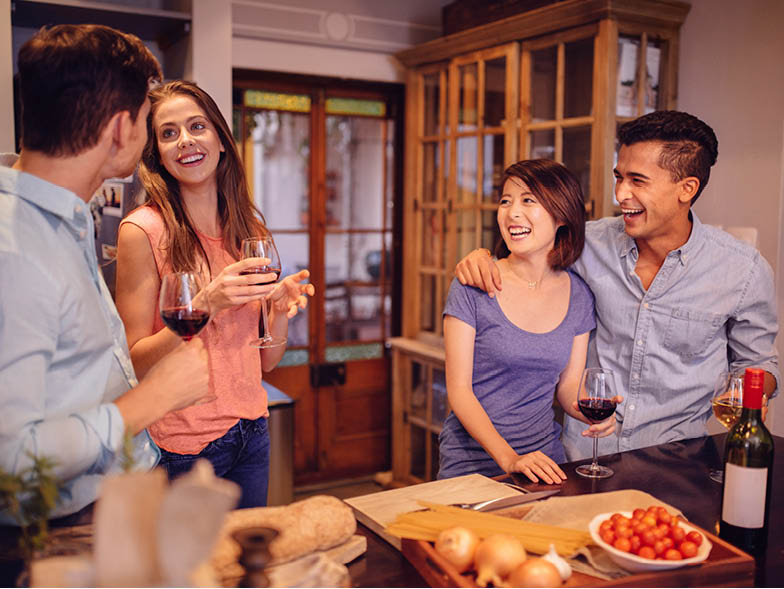 People laughing in kitchen