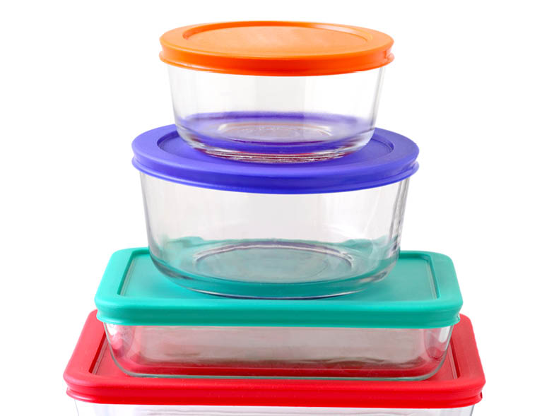 Stacked plastic containers
