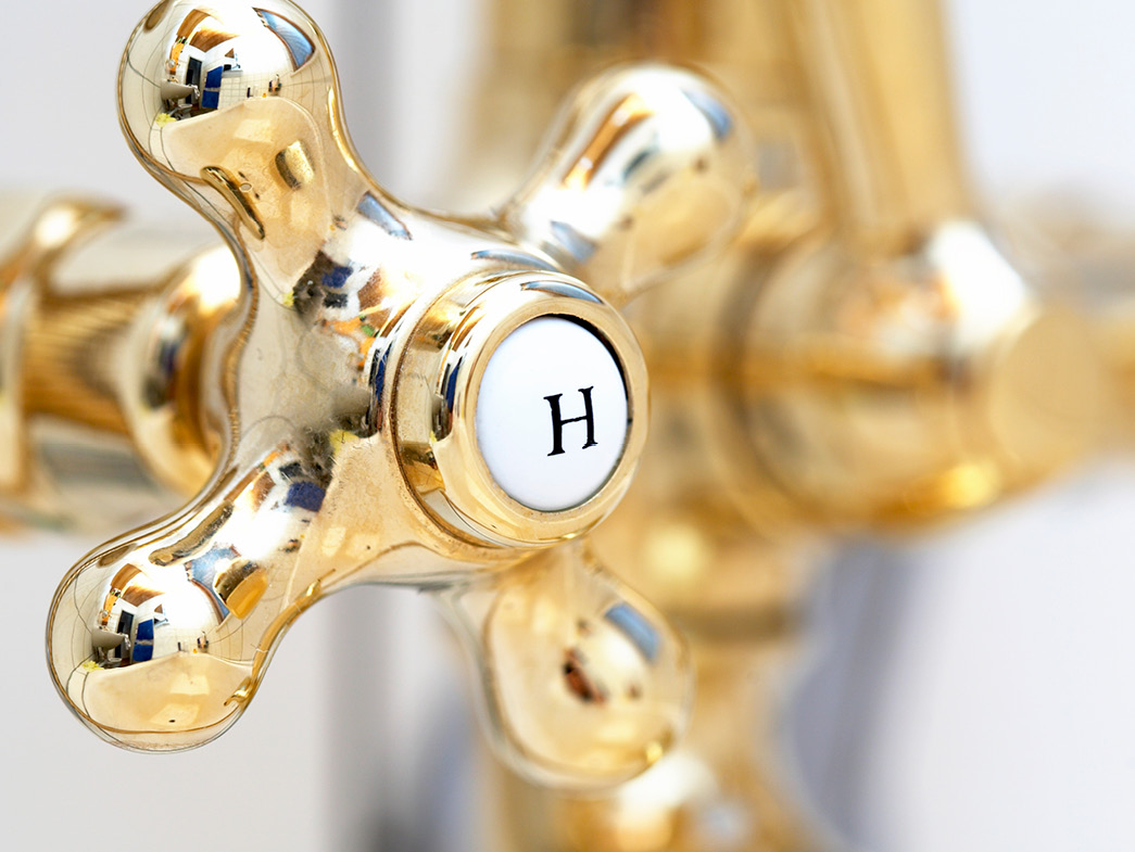 Golden faucet handles