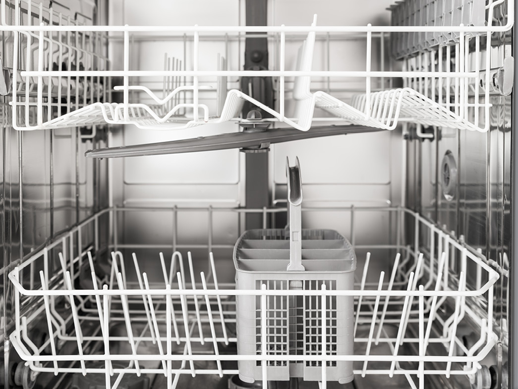 View of empty dishwasher inside