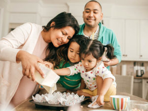 Family baking together