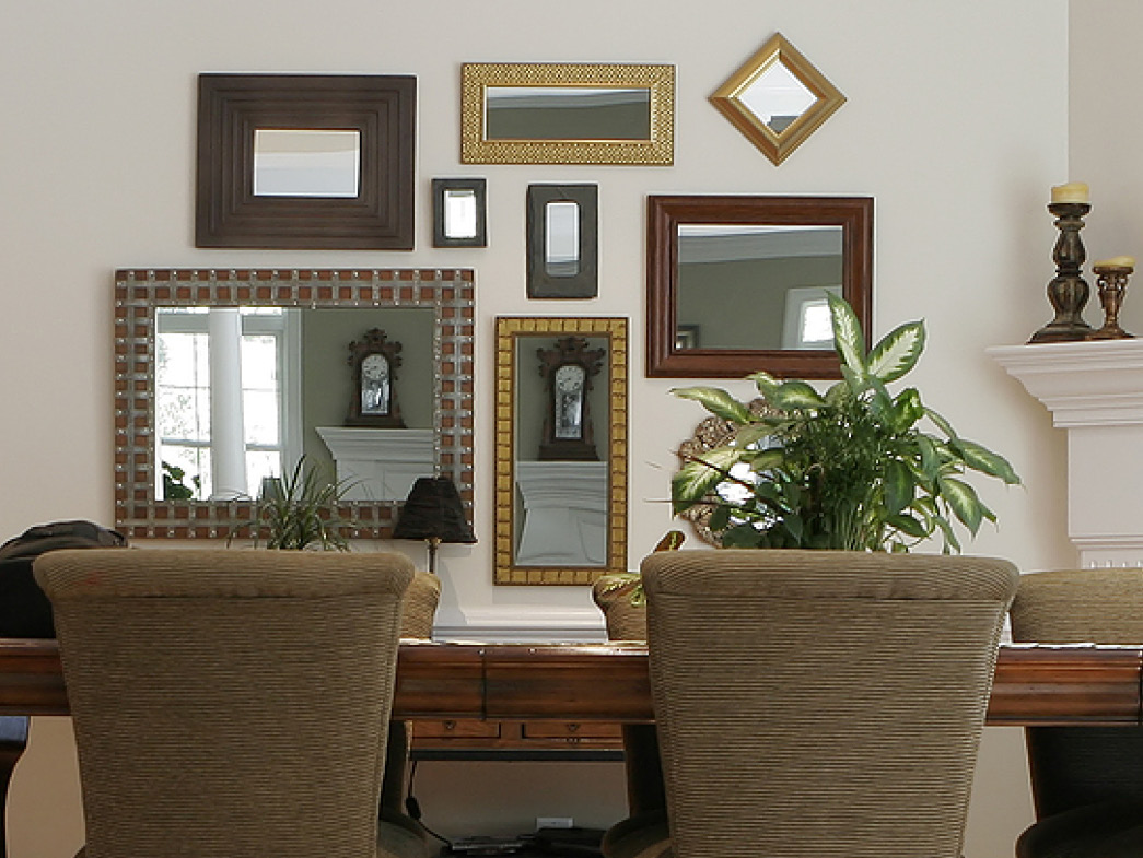 Wall in home with many mirrors