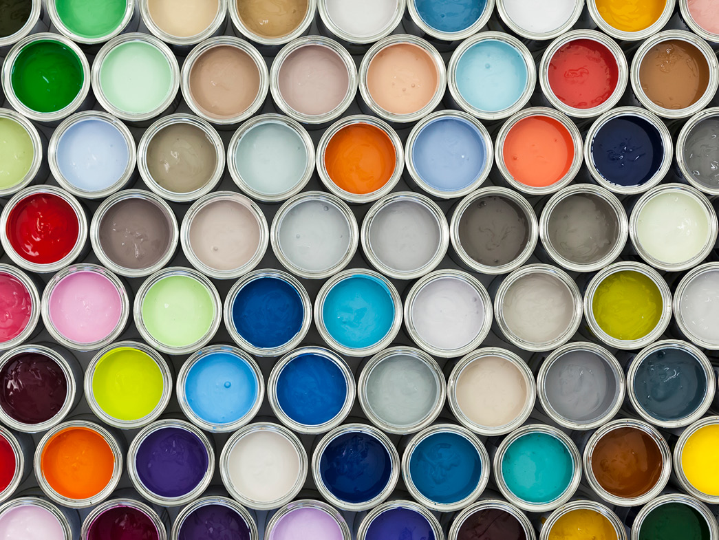 Colorful cans of paint