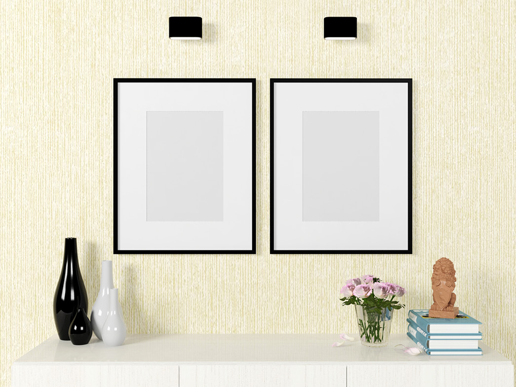 Picture frames at eye level