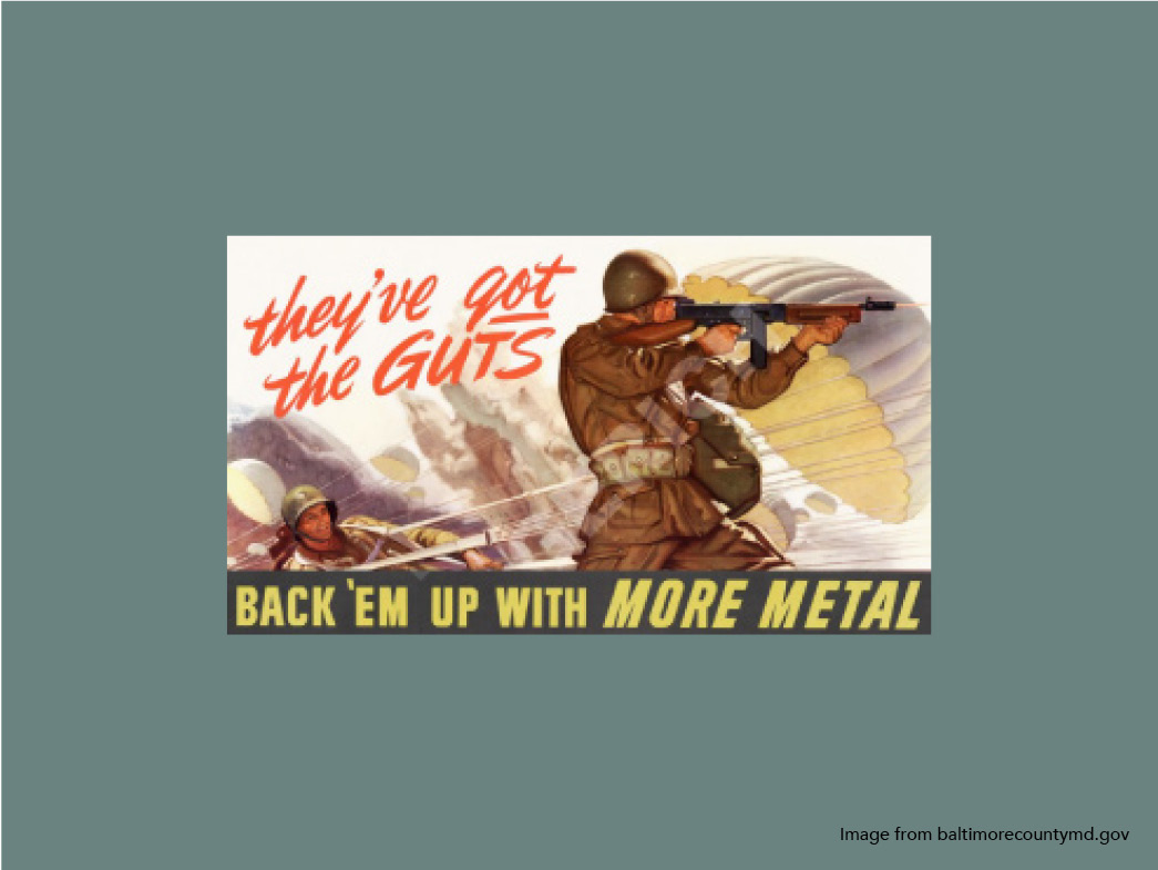 Poster from World War II to encourage recycling. Poster reads 
