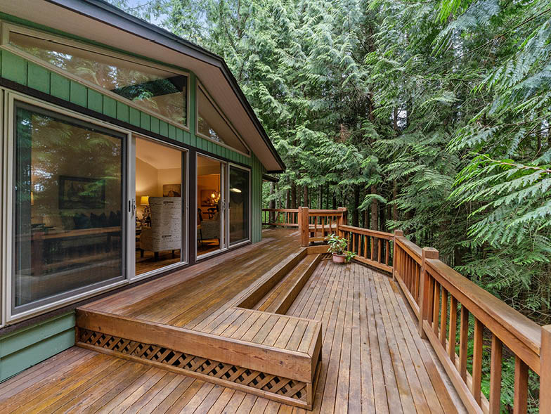 wood deck with trees