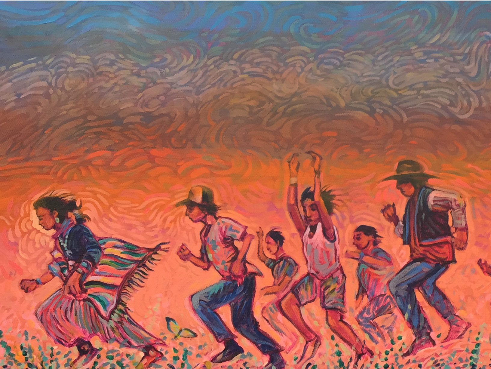 painting of native peoples dancing