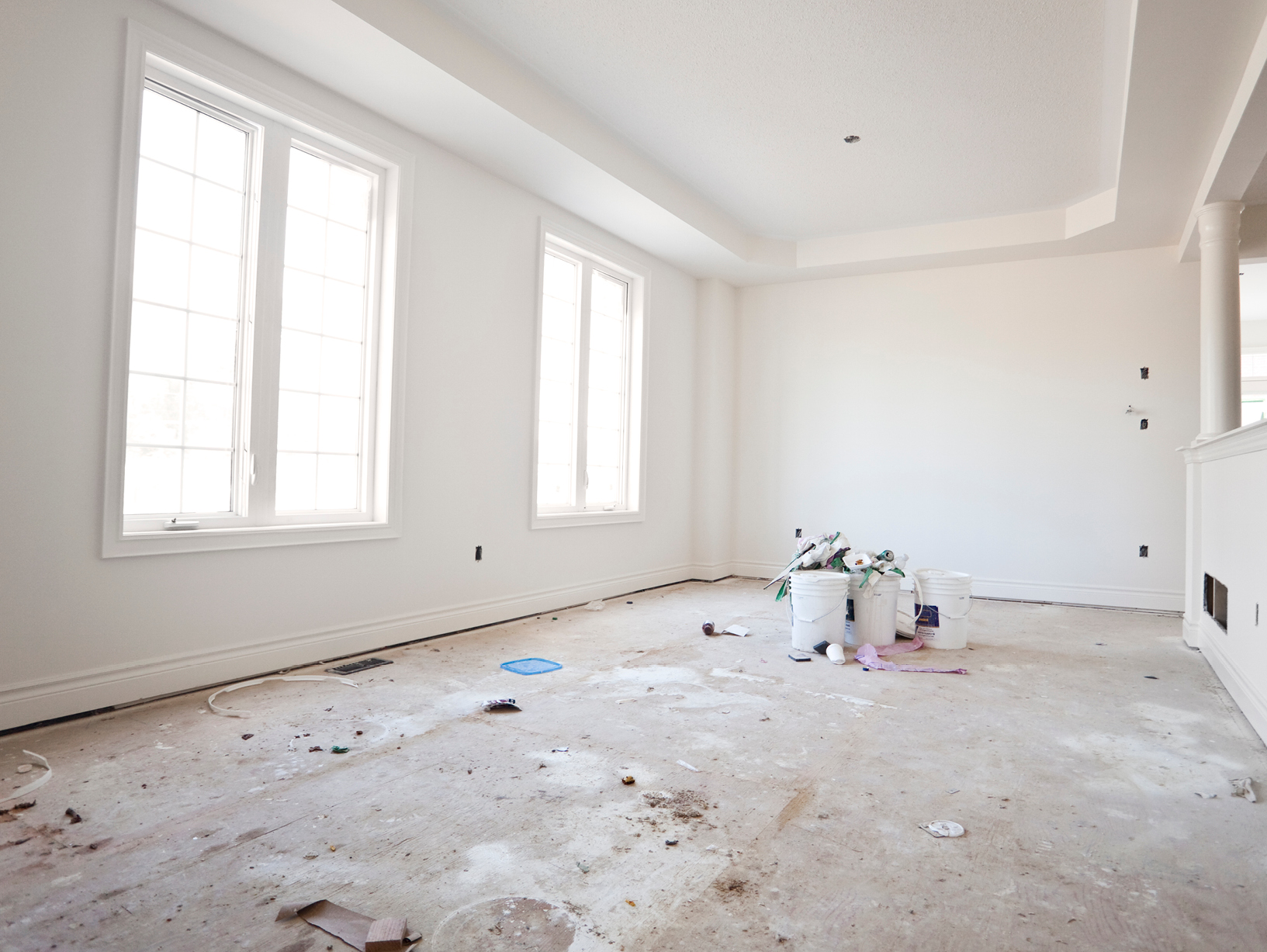 empty room under construction with white walls
