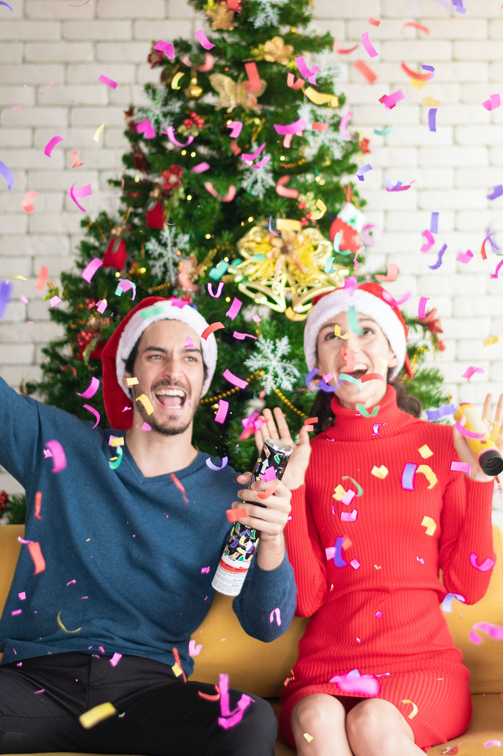 couple excited for the holidays
