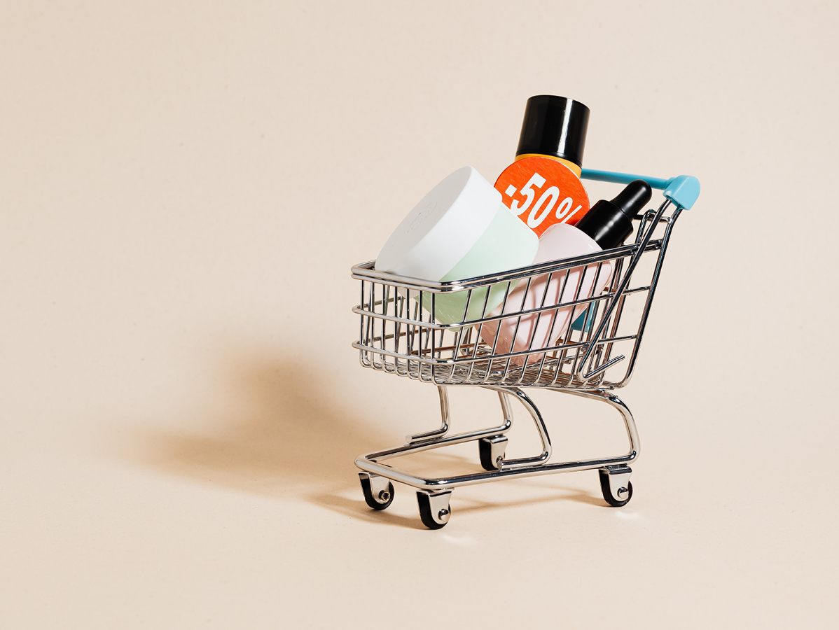 shopping cart with items on sale