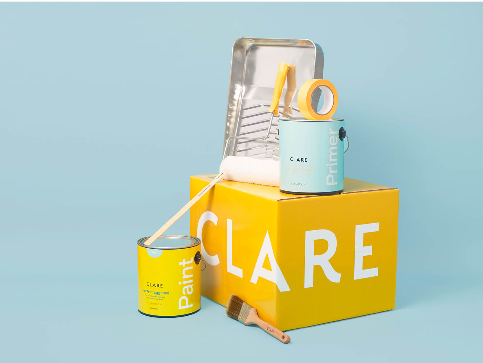 yellow box of clare paint supplies