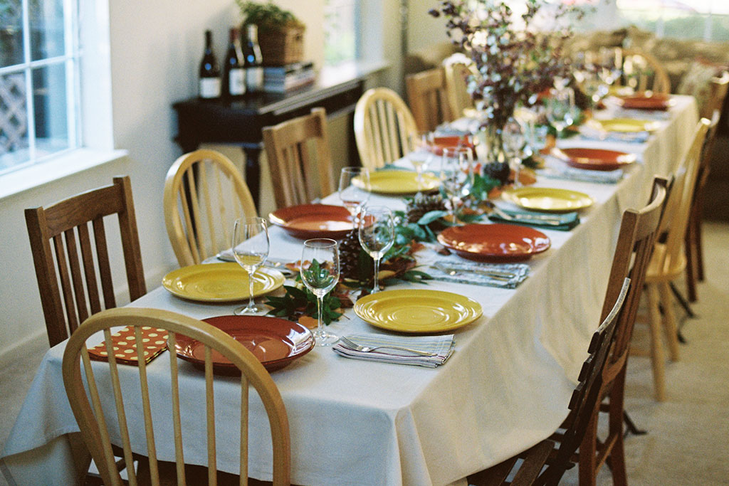Table set up for Thanksgiving