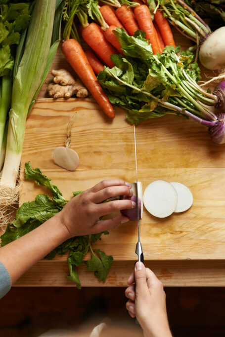 Person cutting veggies
