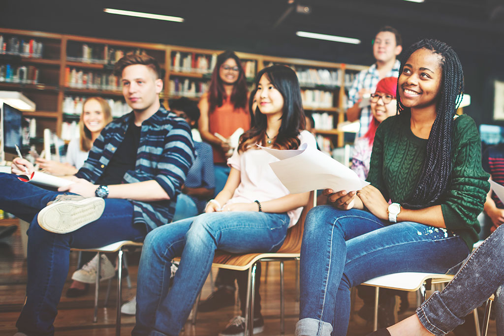 Young adults in class at library