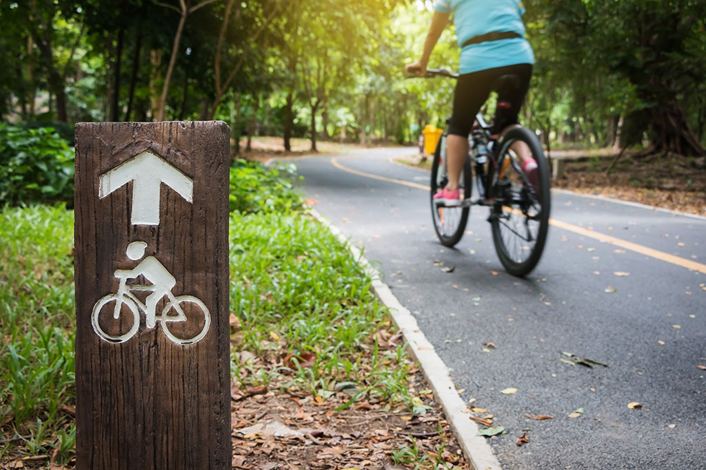 Woman biking