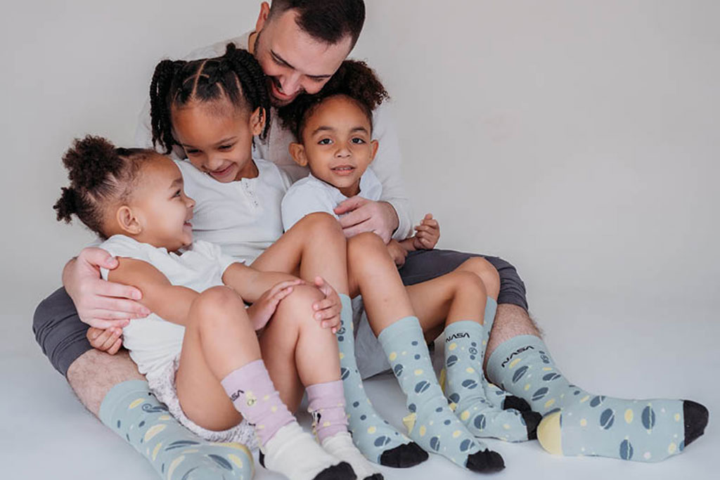 Family wearing socks