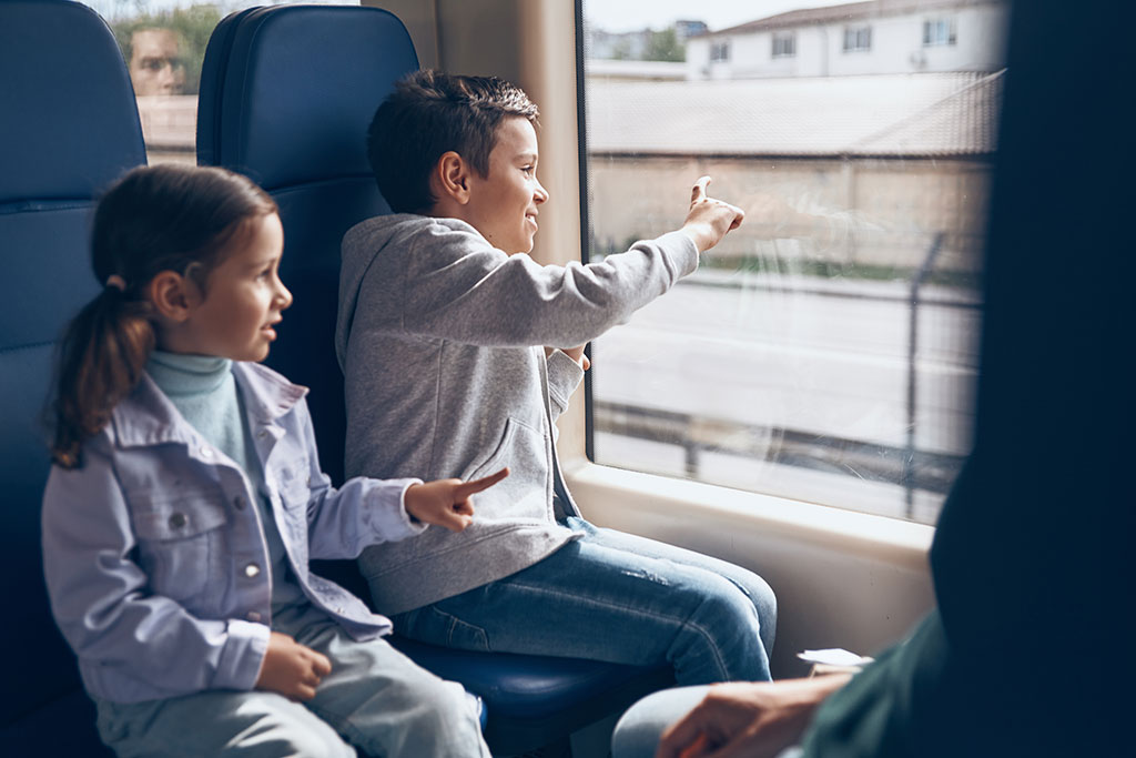 Kids on train