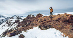 Person hiking on mountain
