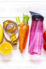 Healthy food and exercise equipment